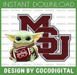 Baby Yoda with Mississippi State Bulldogs Football PNG,  Baby Yoda png, NCAA png, Digital Download