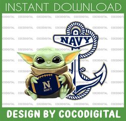 Baby Yoda with Navy Midshipmen Football PNG,  Baby Yoda png, NCAA png, Digital Download