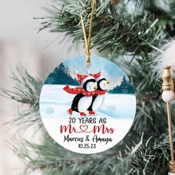 Penguin 20 Years As Mr  Mrs Christmas Ornament