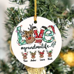 Personalized  Christmas Reindeer Grandma Ornament
