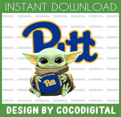 Baby Yoda with Pittsburgh Panthers Football PNG,  Baby Yoda png, NCAA png, Digital Download