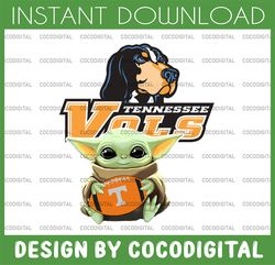 Baby Yoda with Tennessee Vols Football PNG,  Baby Yoda png, NCAA png, Digital Download,printing