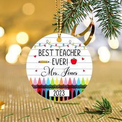 Personalized Crayon Teacher Christmas Ornament