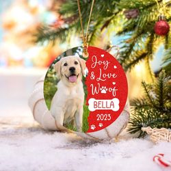 Personalized Dog Photo Frame Ornament Christmas 2023