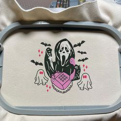 No You Hang Up Embroidery File, Halloween Serical Killer Embroidery File, Face Ghost Embroidery Machine Design