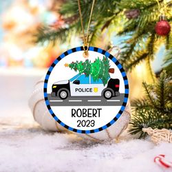 Personalized Police Car Christmas Tree Ornament 2023