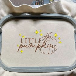 Pumpkin Halloween Text Embroidery Machine Design, Vintage Fall Season Embroidery Design, Little Pumpkin Embroidery File