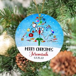 Personalized Text Year Name Ornament Christmas for Men Women Medical Doctor Surgeon Future Doctor Appreciation Retiremen