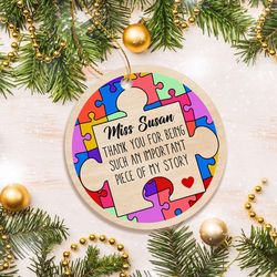 Thanks for Being Such an Important Piece of My Story Ornament Christmas 2023 Gift for Teacher