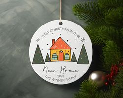 First Christmas In Our New Home Family Personalized Ceramic Ornament Home Decor Chris
