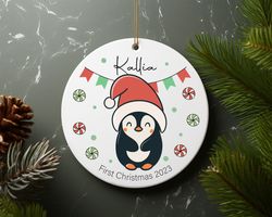 Personalised Babys First Christmas Decoration Penguin Ceramic Ornament Home Decor Chr