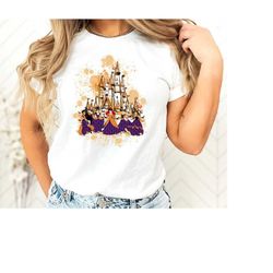 Disney Princess Characters Halloween Shirt, Halloween Castle Shirt, Princess Halloween Shirt, Watercolor Castle Shirt