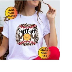 softball mom shirt, mothers day gift, leopard softball mom shirt, colored softball mom tee, mothers day shirt, softball