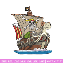 Going merry embroidery design, One piece embroidery, Anime design, Embroidery shirt, Embroidery file, Digital download