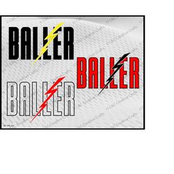 Baller Bolt Sports Image Basketball  Trio | Sports Team |SVG |PNG |JPG| Cricut Design Space | Instant Digital Download