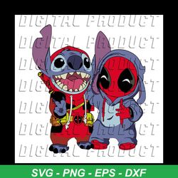 Stitch And Baby DeadPool, Stitch svg, Deadpool, marvel, disney, marvel studio