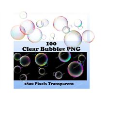 100 Clear Bubbles Transparent PNG Photography Overlay 1800 Pixels Clipart Image Digital Download File