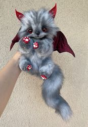 ON ORDER Fantastic kitten Devil cat, kitten, furry cat, white kitten, furry cat, furry doll, stuffed doll, furry doll