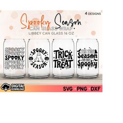 Spooky Season SVG Cup, Halloween Libbey Svg, Fall Can Glass Svg, Boo Can Glass Svg, 16oz Glass Can Wrap Svg, Libbey Glas