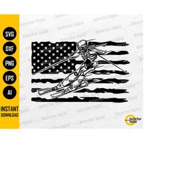US Skiing Skeleton SVG | American Snow Skier SVG | Winter T-Shirt Decal Graphics | Cricut Cutting File Clipart Vector Di