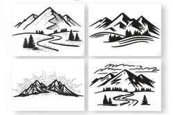 Mountain Embroidery design. Mountain Silhouette