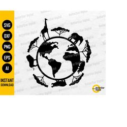 Safari World SVG | Savanna SVG | Wild Animals Earth Shirt Wall Art Decals | Cricut Cut File Silhouette Clipart Vector Di
