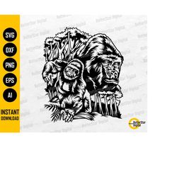 Gorilla SVG SVG | Monkey SVG | Wild Jungle Animal T-Shirt Decal Stencil | Cricut Cut Files Silhouette Clipart Vector Dig