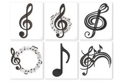 Music Notes Embroidery Design. Musical Note Embroidery Pattern
