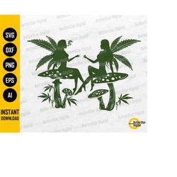 Cannabis Fairies SVG | Smoking Marijuana Joint | Smoke Weed Blunt | Cricut Cutting Files Silhouette | Clipart Vector Dig