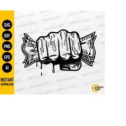 Hand Holding 100 Dollar Bills SVG | Money Stack Rich Wealth Greed Profit Drip Dripping | Cutting Files Clipart Vector Di