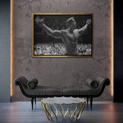 Arnold Schwarzenegger Framed Canvas, Conquer Arnold Wall Art, Workout Wall Art, Fitness Center Canvas, Gift For Gym, Whi