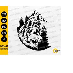 Mountain Wolf SVG | Alpha SVG | Wild Animal Shirt Design Graphics | Cricut Cutting File Cameo Cuttable Clipart Vector Di