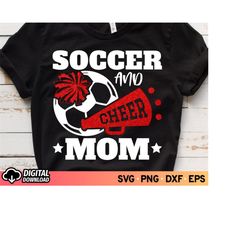 Soccer and Cheer Mom SVG, Football Mom Svg, Cheer Megaphone Svg, Red  Glitter Cheerleader Svg, Cheer Mom Shirt Svg, Game