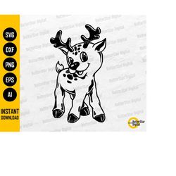Cute Baby Reindeer SVG | Christmas SVG | Winter Vinyl Stencil Graphics | Cut Files Printable Clip Art Vector Digital Dow