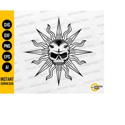 Sun Skull SVG | Sunshine SVG | Sunrise SVG | Sunset Svg | Cricut Silhouette Cameo Cut Files Printables Clipart Vector Di