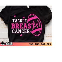 tackle breast cancer football svg, fight cancer pink ribbon svg, breast cancer awareness svg, football cancer svg, warri