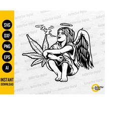 Cannabis Angel SVG | Smoking Marijuana Joint SVG | Smoke Weed SVG | Cricut Cutting File Cut Printables Clipart Vector Di