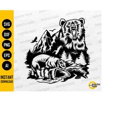 Mountain Bear SVG | Grizzly SVG | Outdoor T-Shirt Decal Sticker Graphics | Cricut Cut Files Printable Clip Art Vector Di