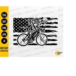 US Skeleton Road Bike SVG | American Cyclist Svg | Racing T-Shirt Sticker Decal | Cricut Cut File Clip Art CNC Vector Di