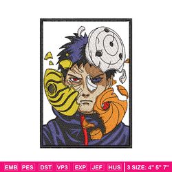 Obito Uchiha broken mask embroidery design, Naruto embroidery, anime design, embroidery file, Digital download