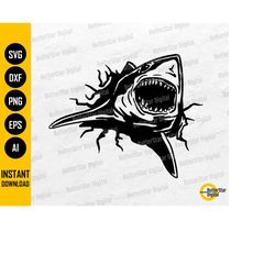 shark attack svg | great white shark svg | fish jaws scary sharp teeth | cricut cut files silhouette clip art vector dig