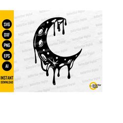 dripping moon svg | lunar svg | celestial decal t-shirt sticker vinyl graphics | cutting file cuttable clipart vector di