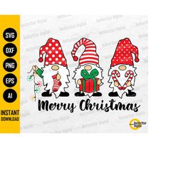 Merry Christmas SVG | Holiday Gnomes SVG | Cute Xmas T-Shirt Decor Sign Decals Greeting Card | Cricut Clipart Vector Dig