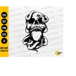 skull snake with apple svg | dead skeleton svg | gothic t-shirt vinyl decal graphics | cutting files clip art vector dig