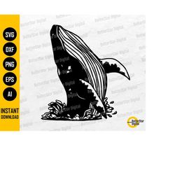 Whale Jump SVG | Whale Breach SVG | Marine Animal T-Shirt Wall Art Decals | Cricut Silhouette Cuttable Clipart Vector Di