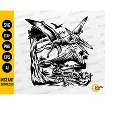 pterodactyl dinosaur scene svg | dino t-shirt stencil vinyl illustration graphics | cut files clipart vector digital dow