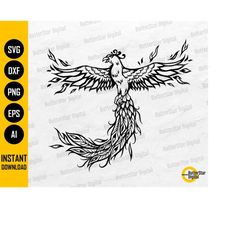 phoenix svg | bird svg | wings svg | mythical animal shirt vinyl graphics | cricut silhouette cut file clipart vector di