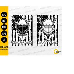 American Goalie SVG | USA Flag Ice Hockey T-Shirt Decal Sticker Graphics | Cricut Silhouette Printable Clipart Vector Di