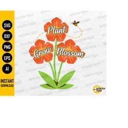 Plant Grow Blossom PNG | Garden PNG | Cute Flowers T-Shirt Sign Decor | Cricut Silhouette Cutting | Printable Clipart Di