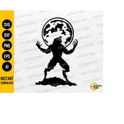 Full Moon Werewolf SVG | Monster SVG | Halloween T-Shirt Wall Art Decal | Cricut Cut Files Silhouette Clipart Vector Dig
